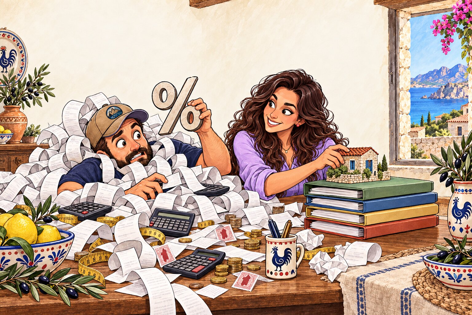 Jesse buried in cost estimates while Barbara builds a property-specific budget