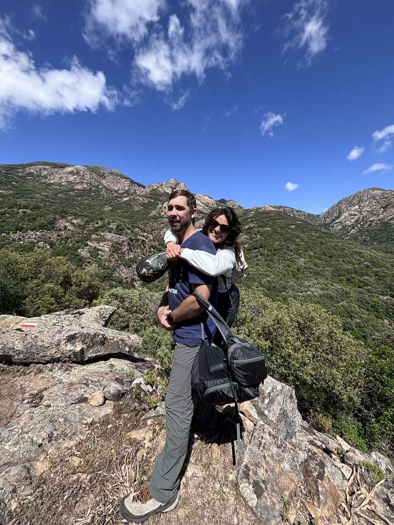 Barbara and Jesse hiking in Sardinia